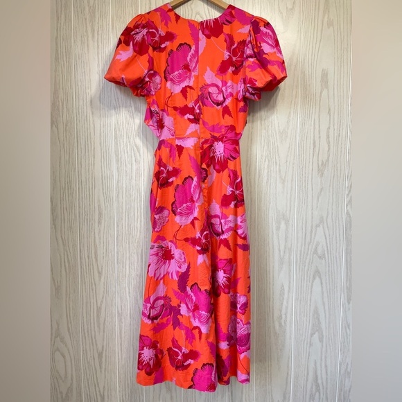 Scoop Women's Cut Out Midi Dress with Puff Sleeves, Size L NWOT - Picture 6 of 7